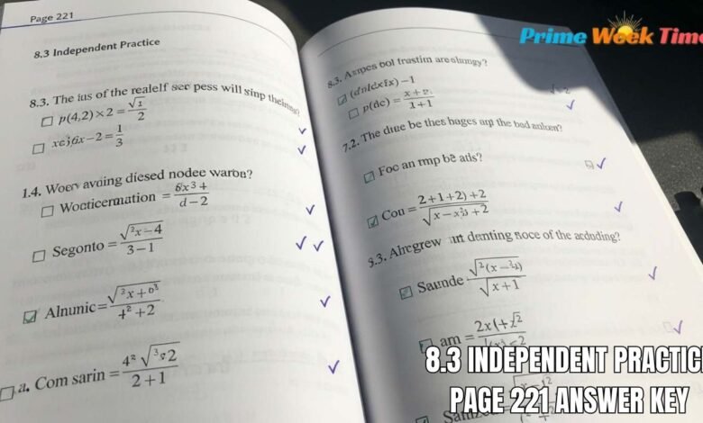 8.3 Independent Practice Page 221 Answer Key
