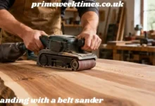 sanding with a belt sander
